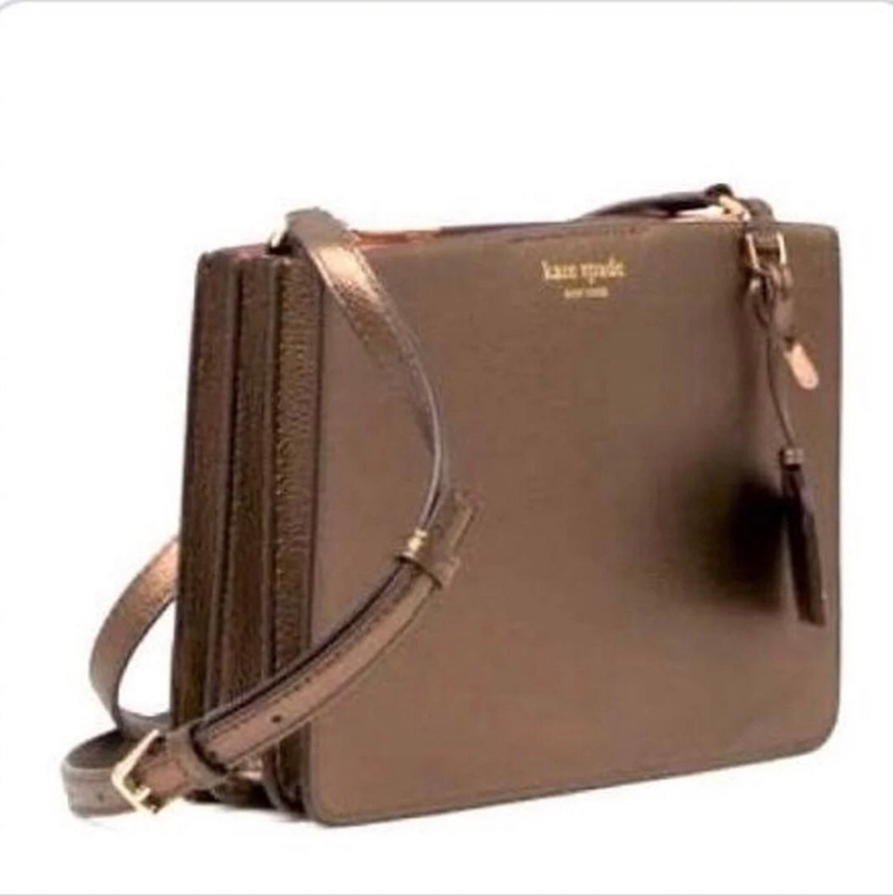 NWOT Kate Spade Women's Eva Leather Crossbody Shoulder Bag Purse Ash Metallic